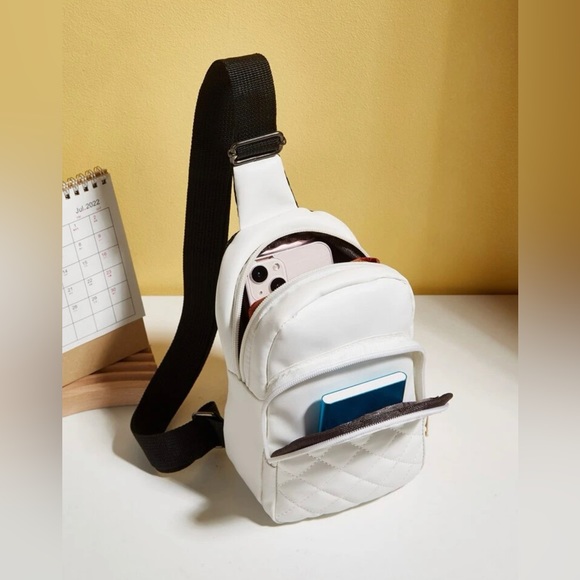 White Mini Quilted Sling Bag - Picture 4 of 7